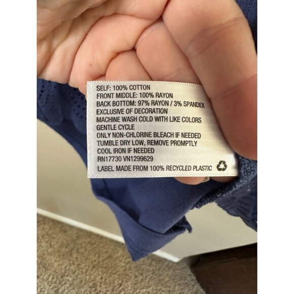 Knox Rose‎ Women's Blue Blouse Size X-Small short sleeve 100% Cotton v-neck - Picture 3 of 6